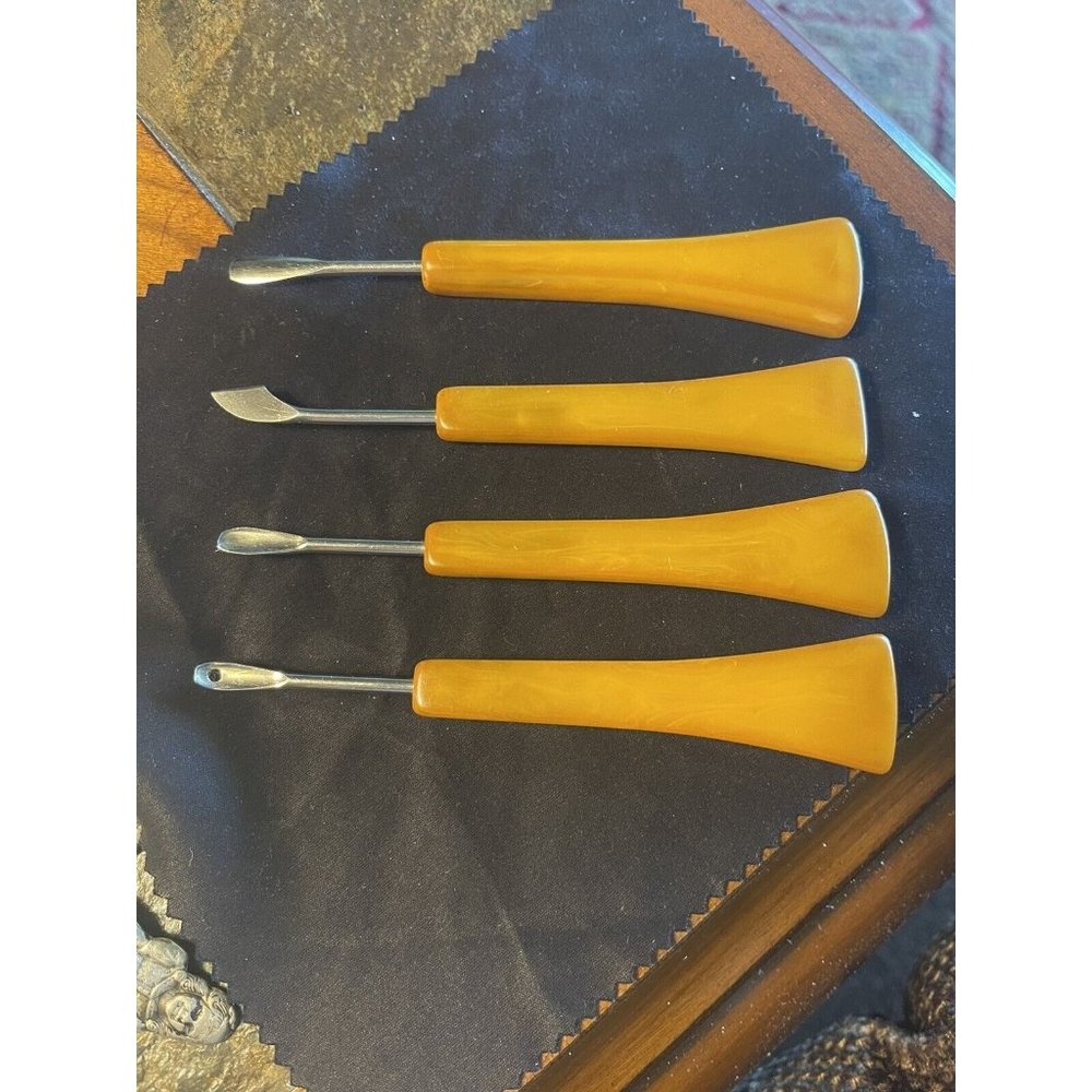 Egg Yolk Bakelite Four Piece Manicure Set
